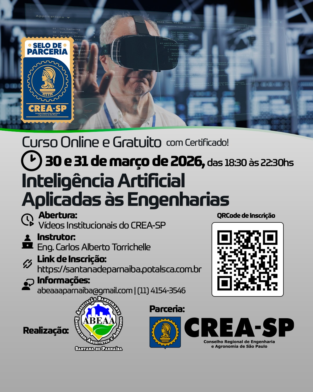Banner palestra mini curso inteligência artificial em Santana do Parnaíba
